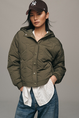 Shop Sanctuary Quilted Hooded Jacket In Green
