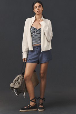 Sanctuary Bouclé Knit Bomber Jacket In White