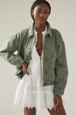 Sanctuary Utility Denim Shacket Jacket In Green
