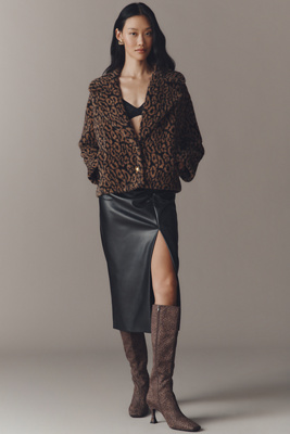 Sanctuary Colette Faux-fur Knit Jacket In Brown