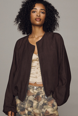 Sanctuary Linen Bubble Jacket In Brown
