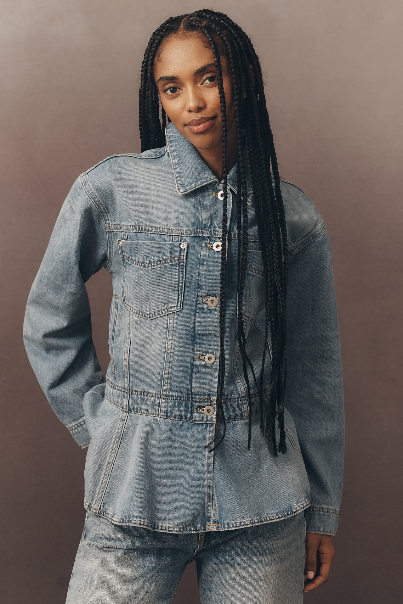 Pilcro Denim Drop-Waist Trucker Jacket