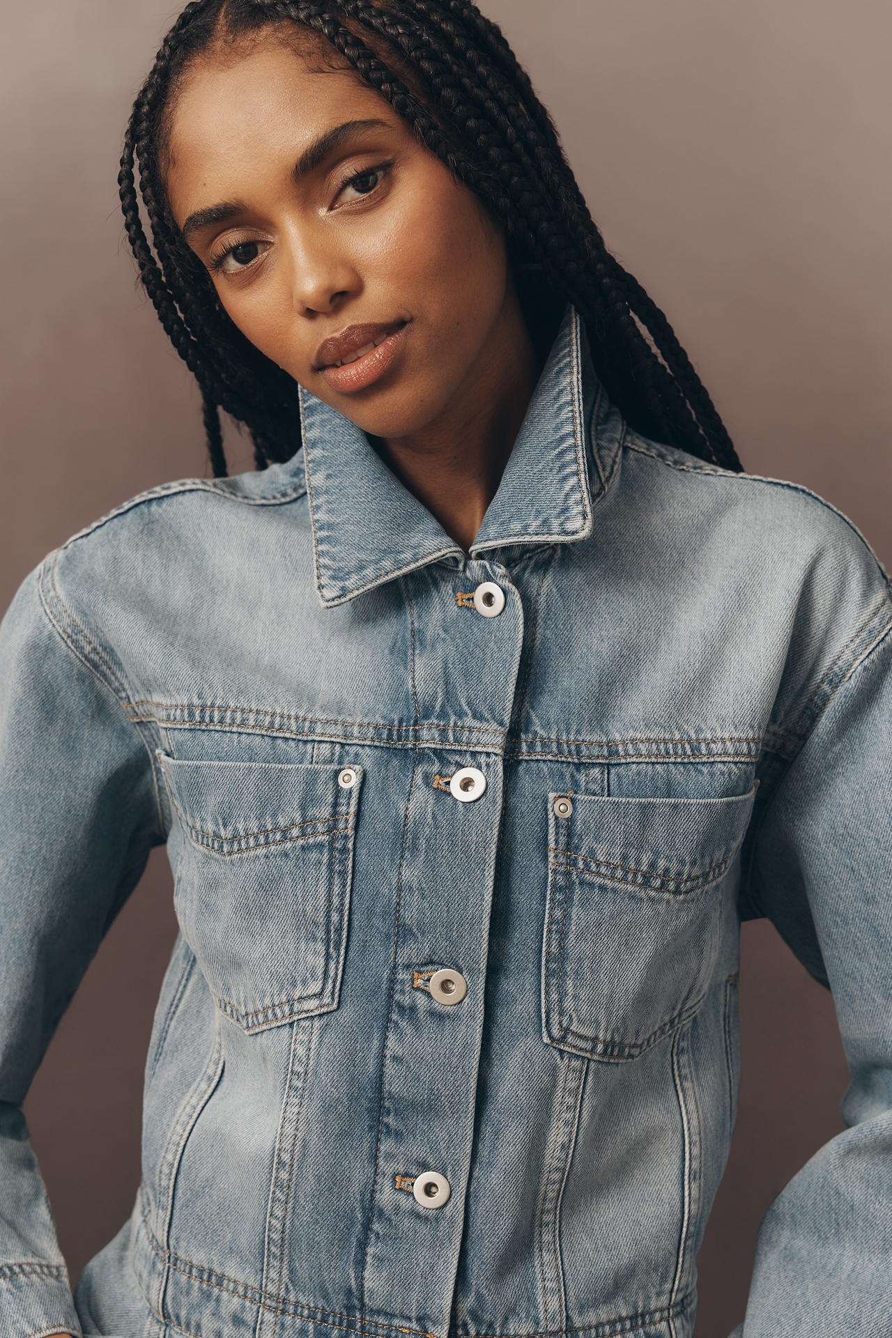 Pilcro Denim Drop-Waist Trucker Jacket