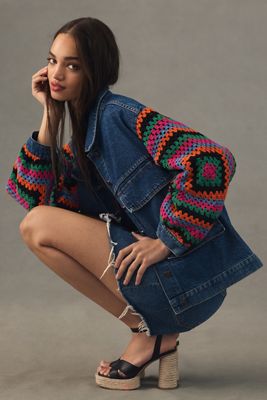 Farm Rio Crochet Denim Jacket