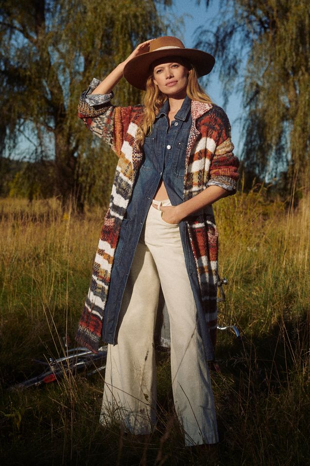 Pilcro Draped Denim Duster Jacket #5