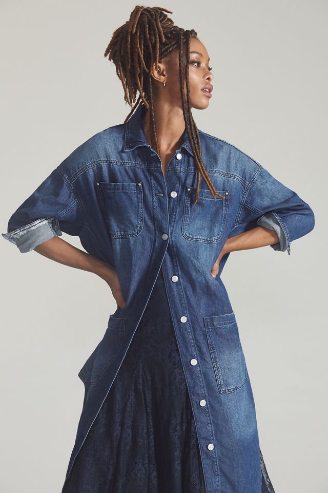 Pilcro Draped Denim Duster Jacket #1