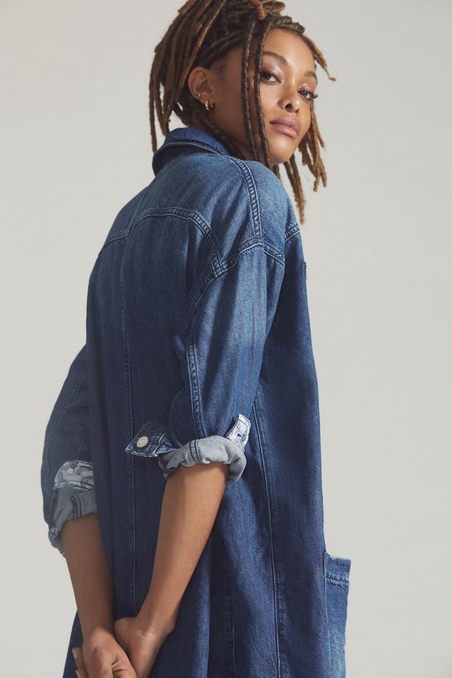 Pilcro Draped Denim Duster Jacket #3