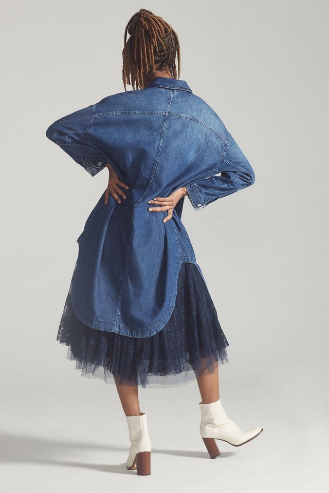Pilcro Draped Denim Duster Jacket #4