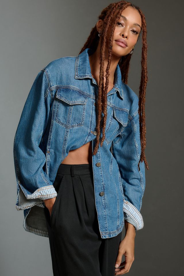 Denim shacket women's sale