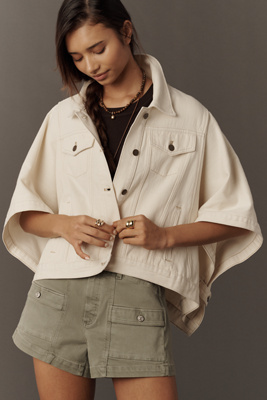 Pilcro The Weston Cape Denim Boyfriend Jacket By  In White