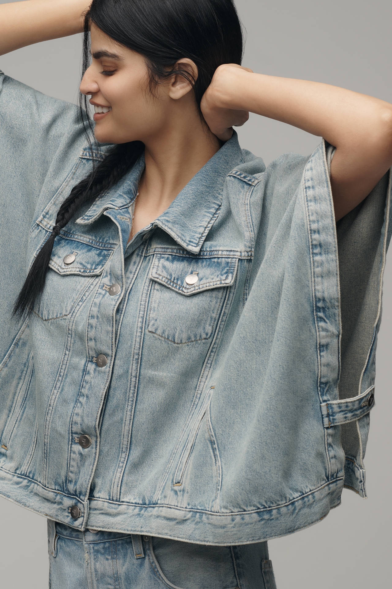 The Weston Cape Denim Boyfriend Jacket by Pilcro