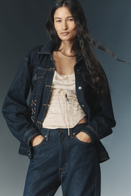 Pilcro Corset Denim Jacket In Blue