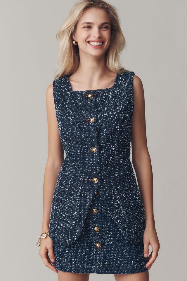 Maeve Needle-Punched Denim Vest #1