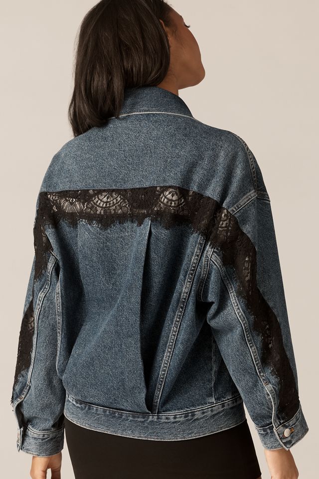 Pilcro Oversized Lace Denim Trucker Jacket #2