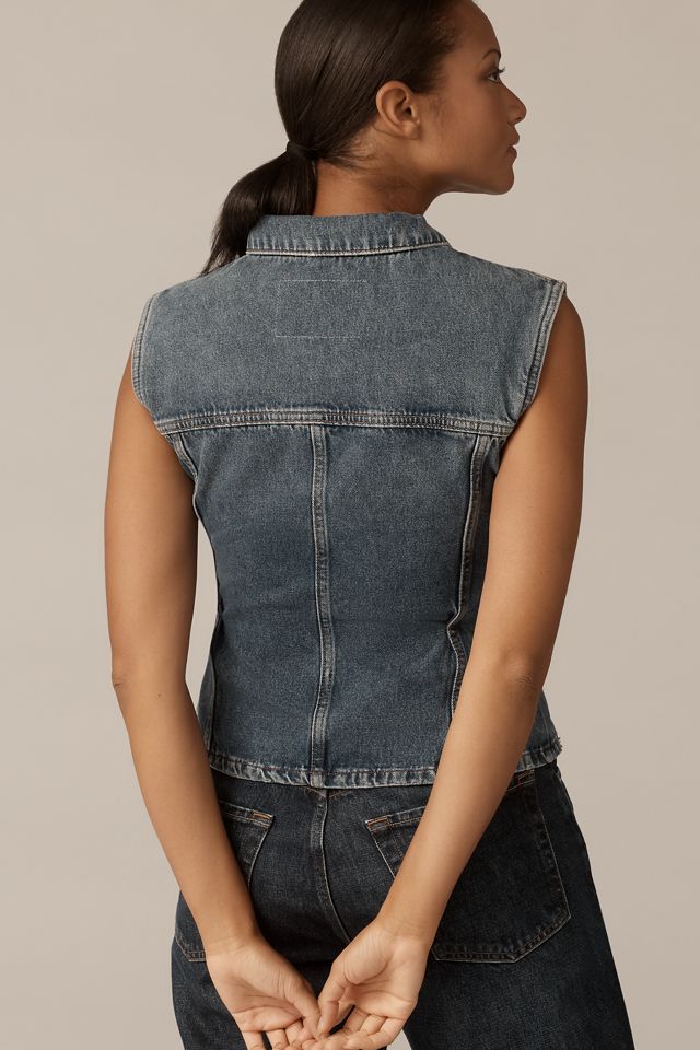 Pilcro Strong Shoulder Peplum Denim Vest #1