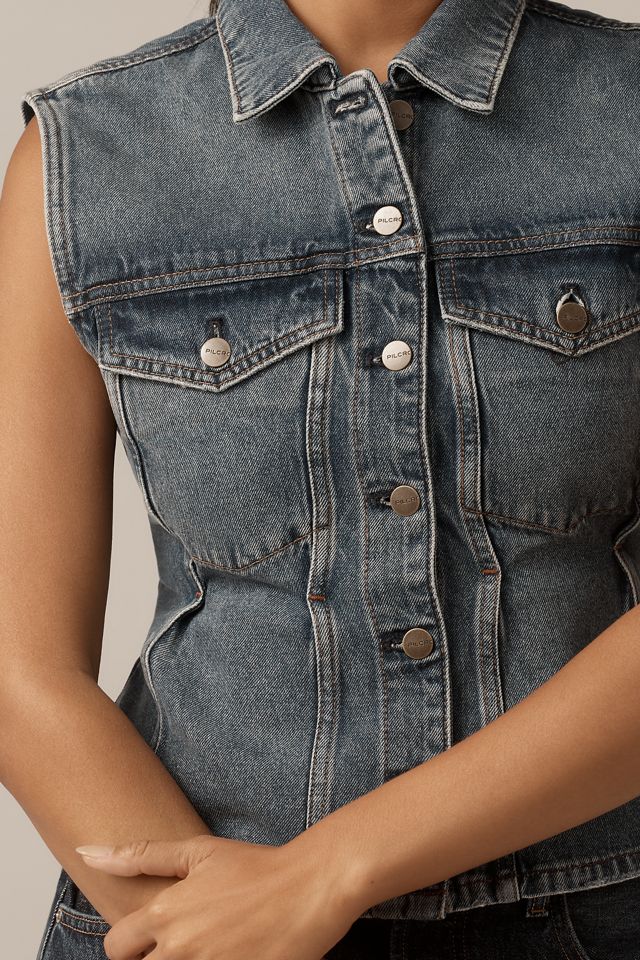 Pilcro Strong Shoulder Peplum Denim Vest #2