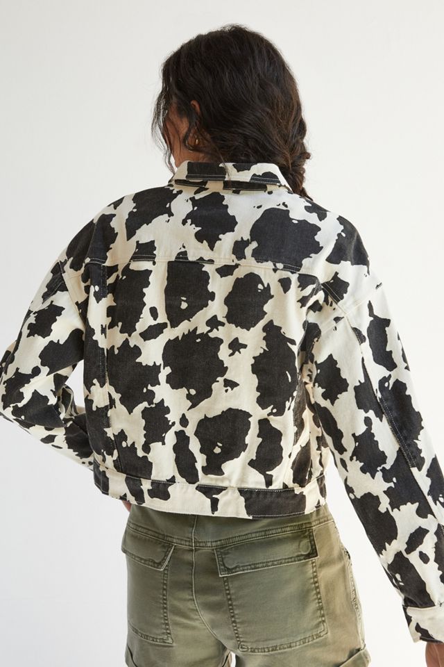 Cow-Printed Denim Trucker Jacket #1