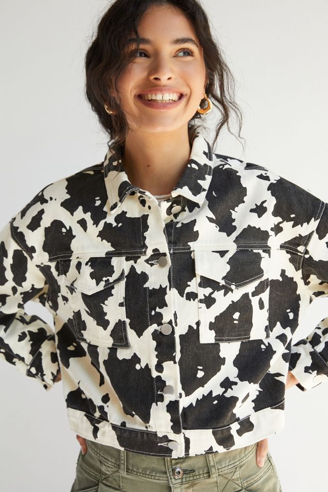 Cow-Printed Denim Trucker Jacket #2