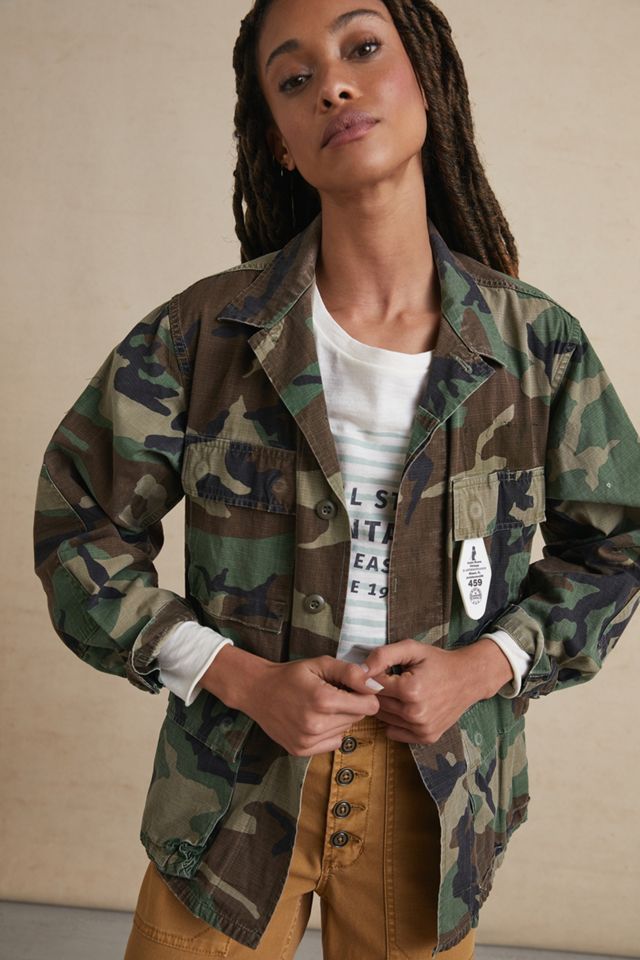 Josie Bruno Vintage Hibiscus Silk-Back Camo Jacket #1