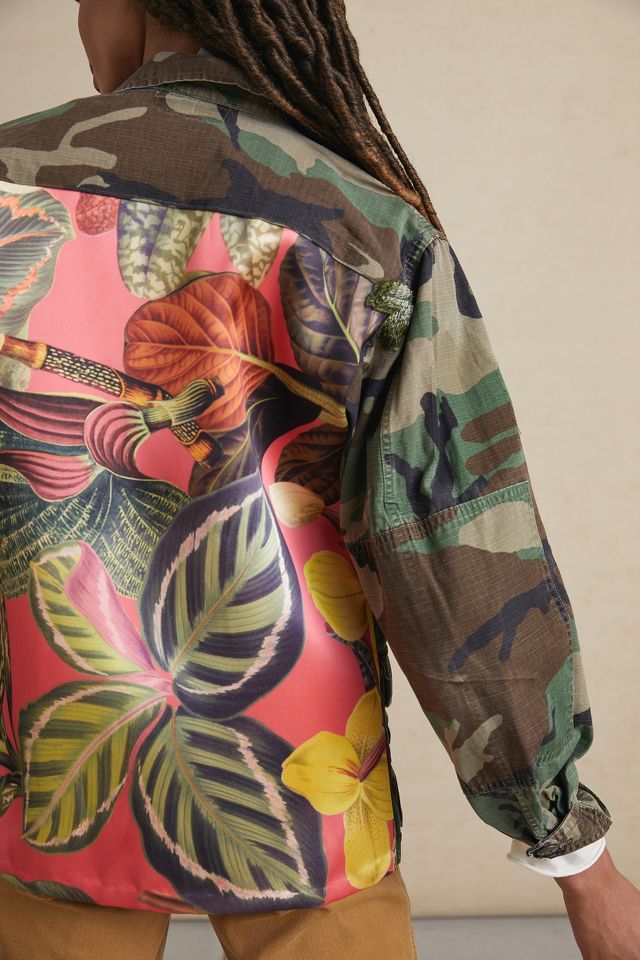 Josie Bruno Vintage Hibiscus Silk-Back Camo Jacket #2