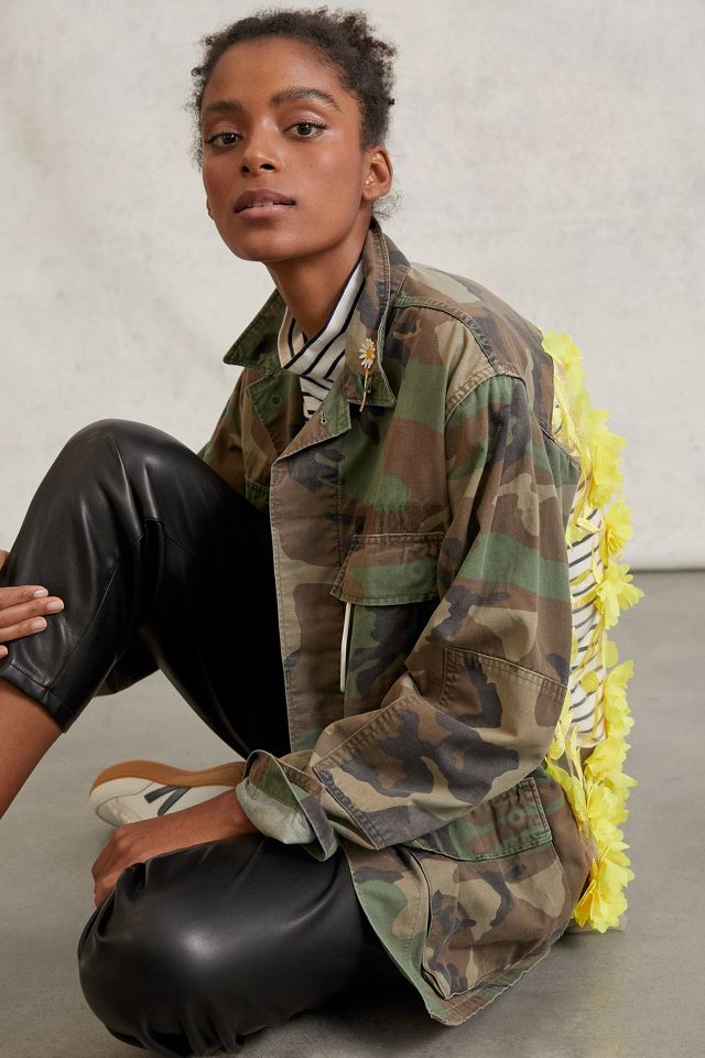 Josie Bruno Vintage Blossom Appliqued Camo Jacket | Anthropologie