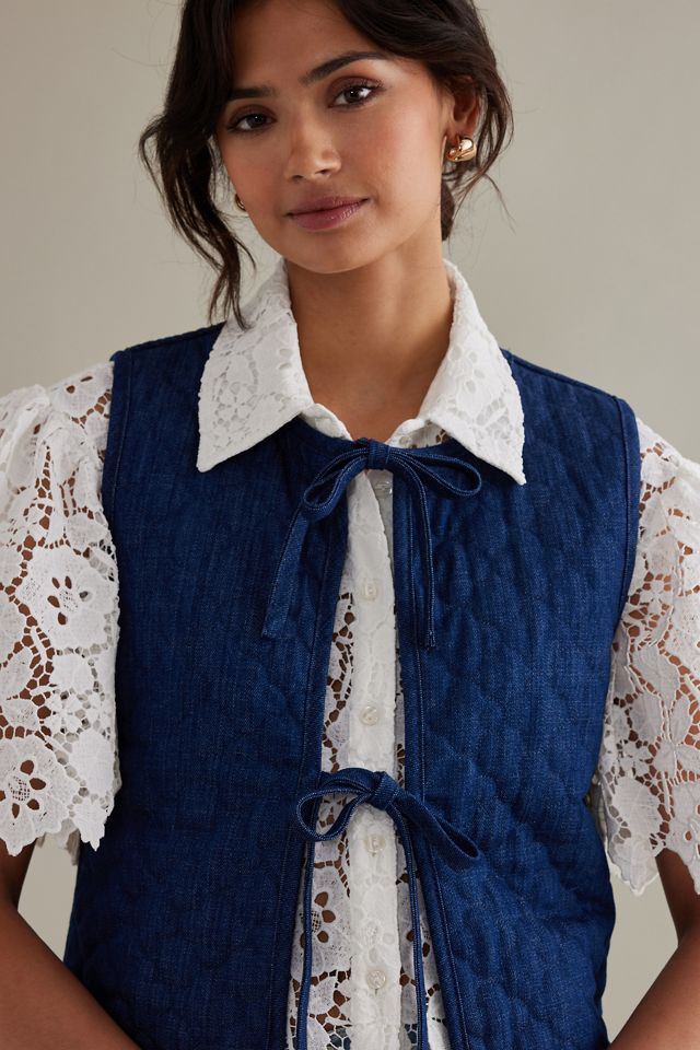 Damson Madder Tilly Quilted Denim Gilet #1