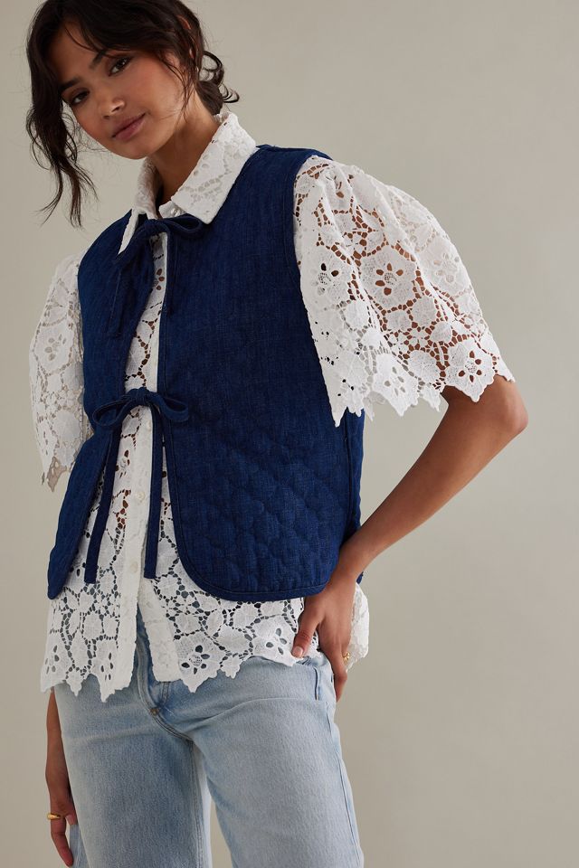 Damson Madder Tilly Quilted Denim Gilet #3