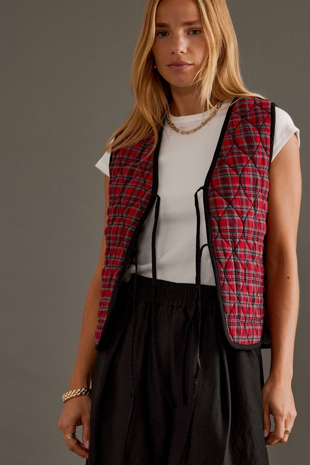 Chaleco acolchado reversible de arte Damson Madder #1