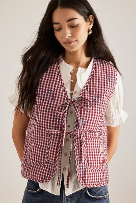 Damson Madder Reversible Check Arte Gilet