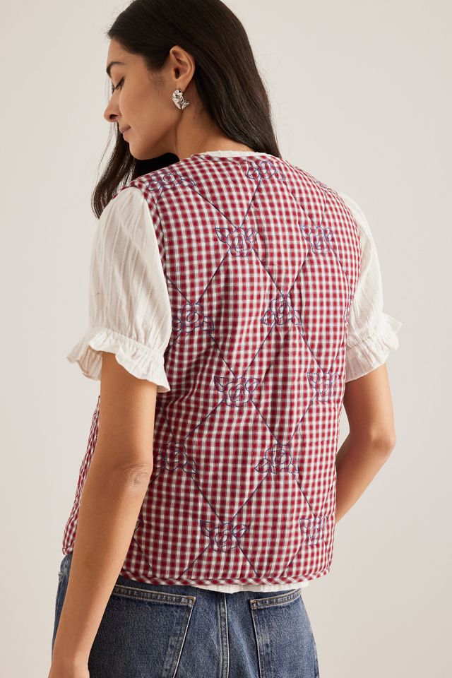 Gilet Arte Réversible à Carreaux Damson Madder #6