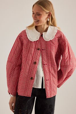 Damson Madder Diana Bow Quilted Jacket | Anthropologie UK 
