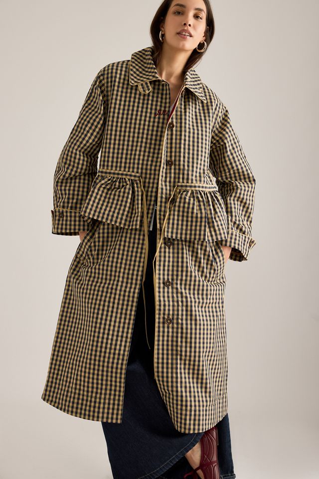 ジャケット・アウター MSGM Houndstooth Ruffle Trench Coat Damson Madder Myrtle Multi-Way Trench Coat | Anthropologie UK