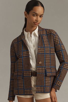 Shop Nvlt Knit Relaxed Blazer Jacket In Brown