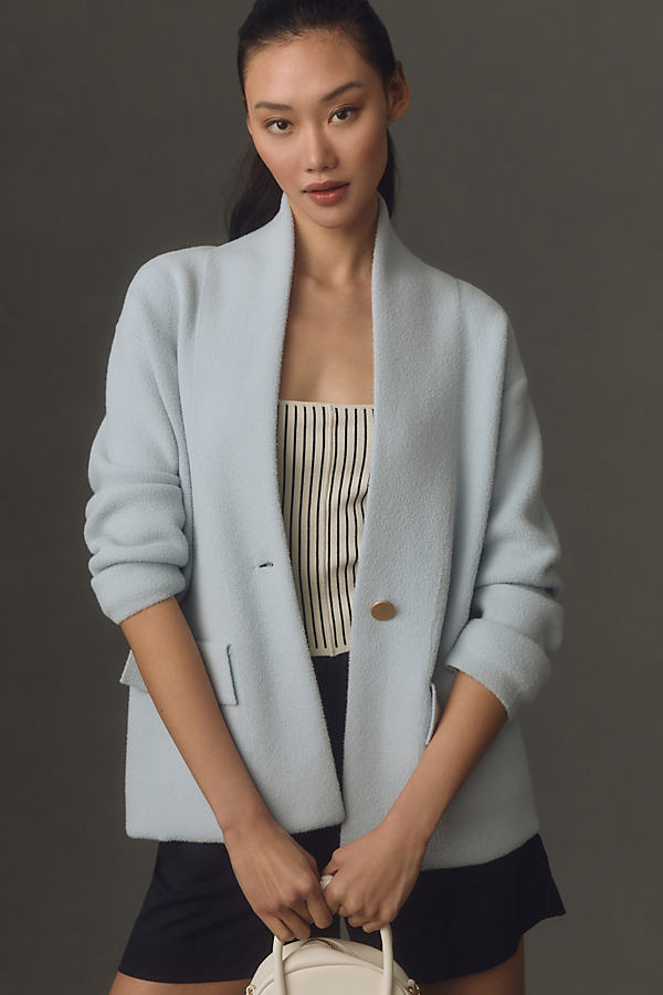 Nvlt Knit Relaxed Blazer Jacket In Blue