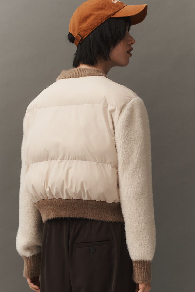 NVLT Crop Mix Media Puffer Cardigan Coat #1