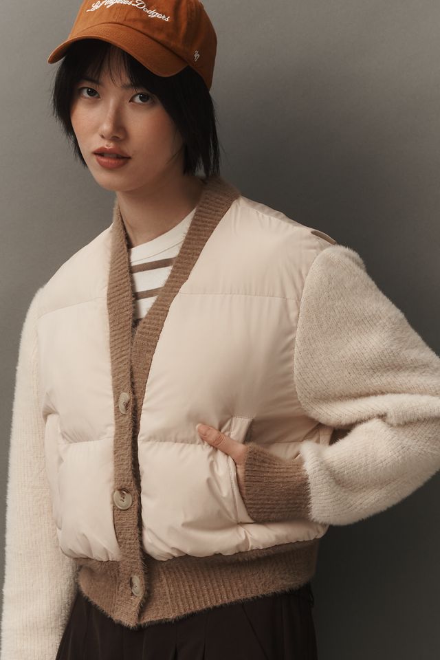 NVLT Crop Mix Media Puffer Cardigan Coat #2