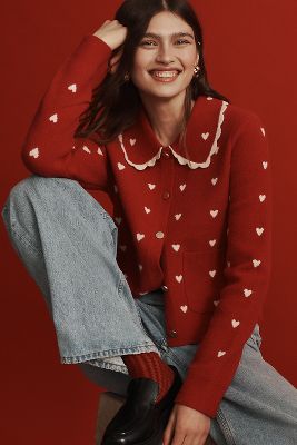 Nvlt Heart Coatigan Jacket In Red