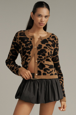 Nvlt Knit Leopard Jacket In Brown