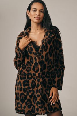 Veste Longue en Maille Imprimé Léopard NVLT