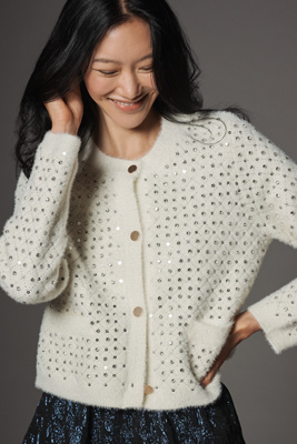 Nvlt Embellished Knit Lady Jacket In White