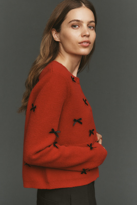Nvlt Bow-embellished Knit Lady Jacket In Red