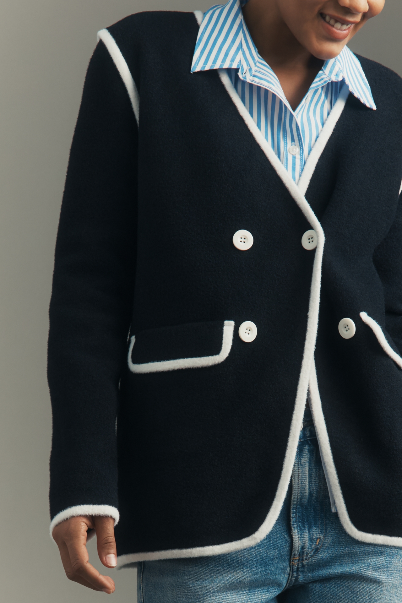 NVLT Knit Double-Breasted Blazer