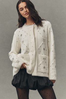NVLT Encrusted Cable-Knit Lady Jacket | Anthropologie