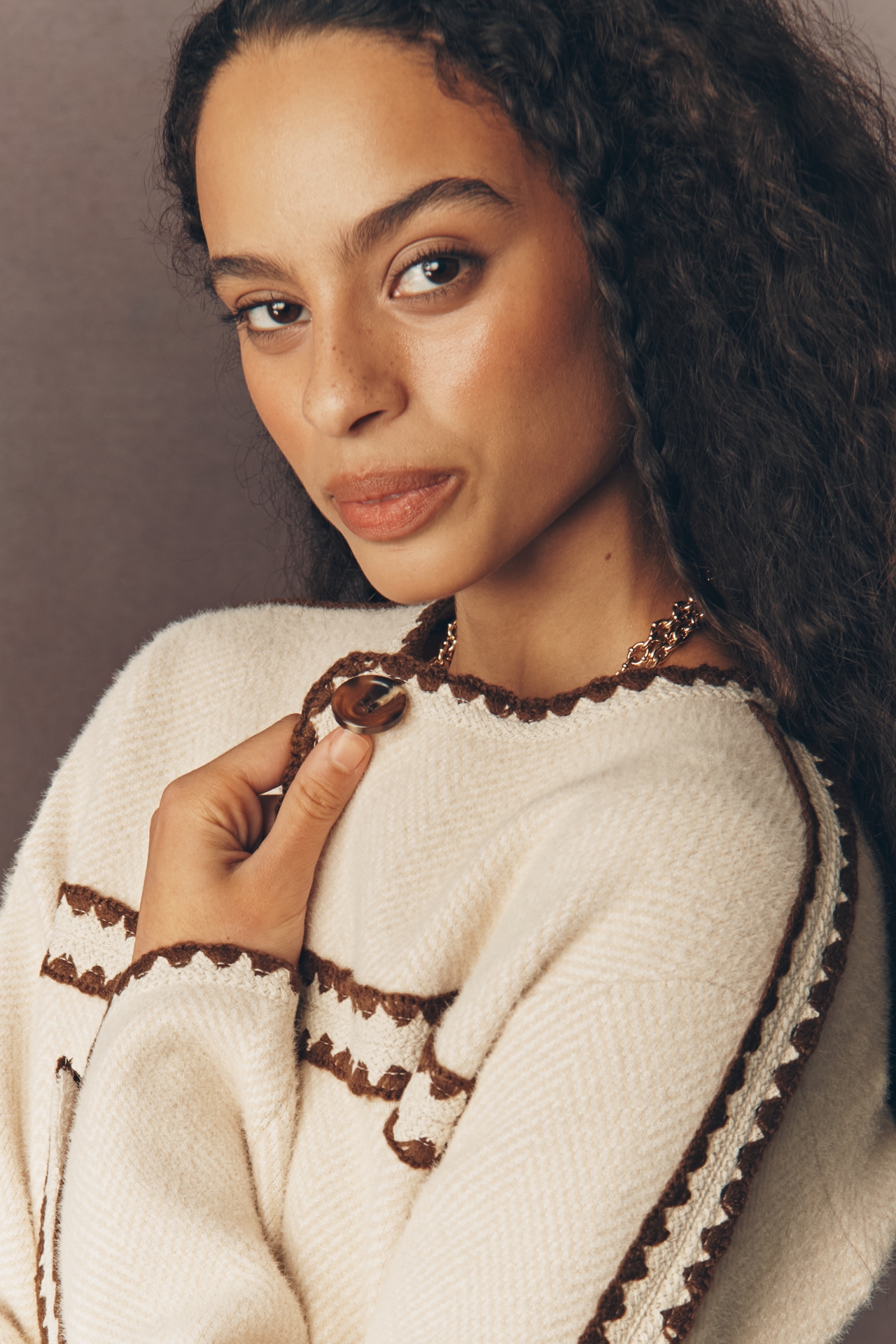 NVLT Knit Crochet Trim Lady Jacket