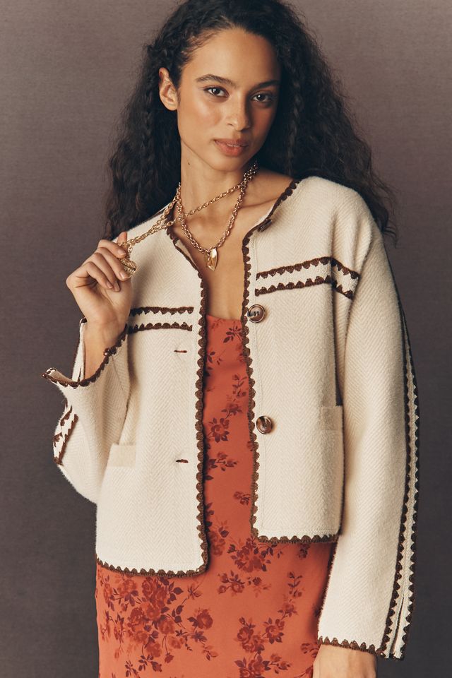 NVLT Knit Crochet Trim Lady Jacket | Anthropologie