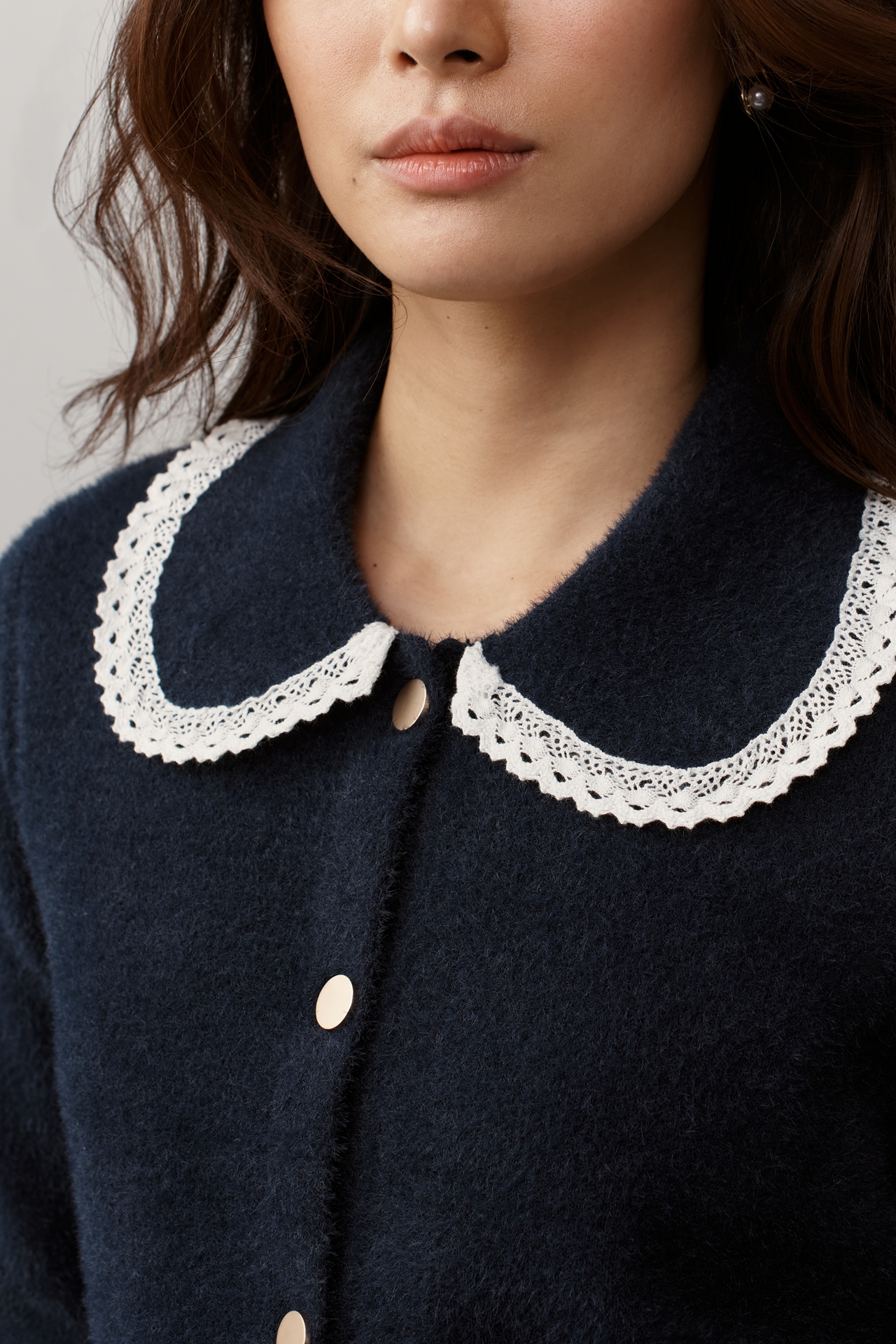 NVLT Lace-Trim Knit Jacket