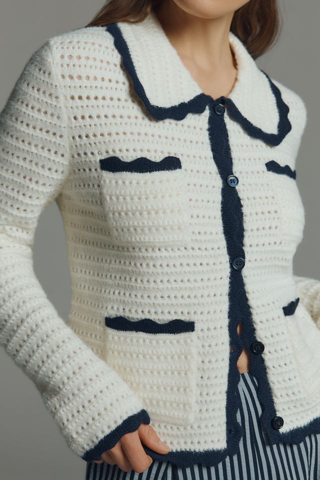 NVLT Crochet Knit Collared Jacket #1