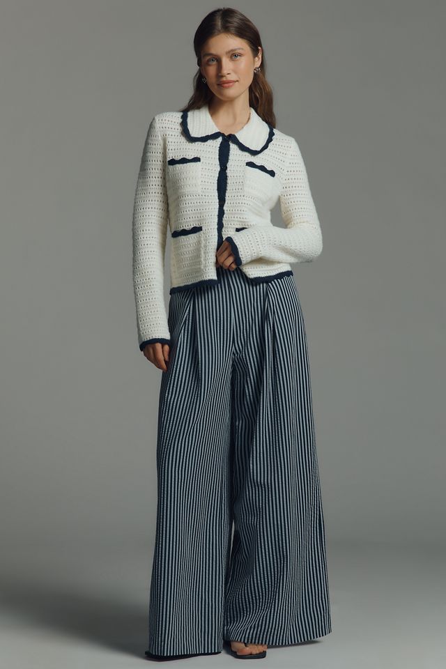 NVLT Crochet Knit Collared Jacket | Anthropologie
