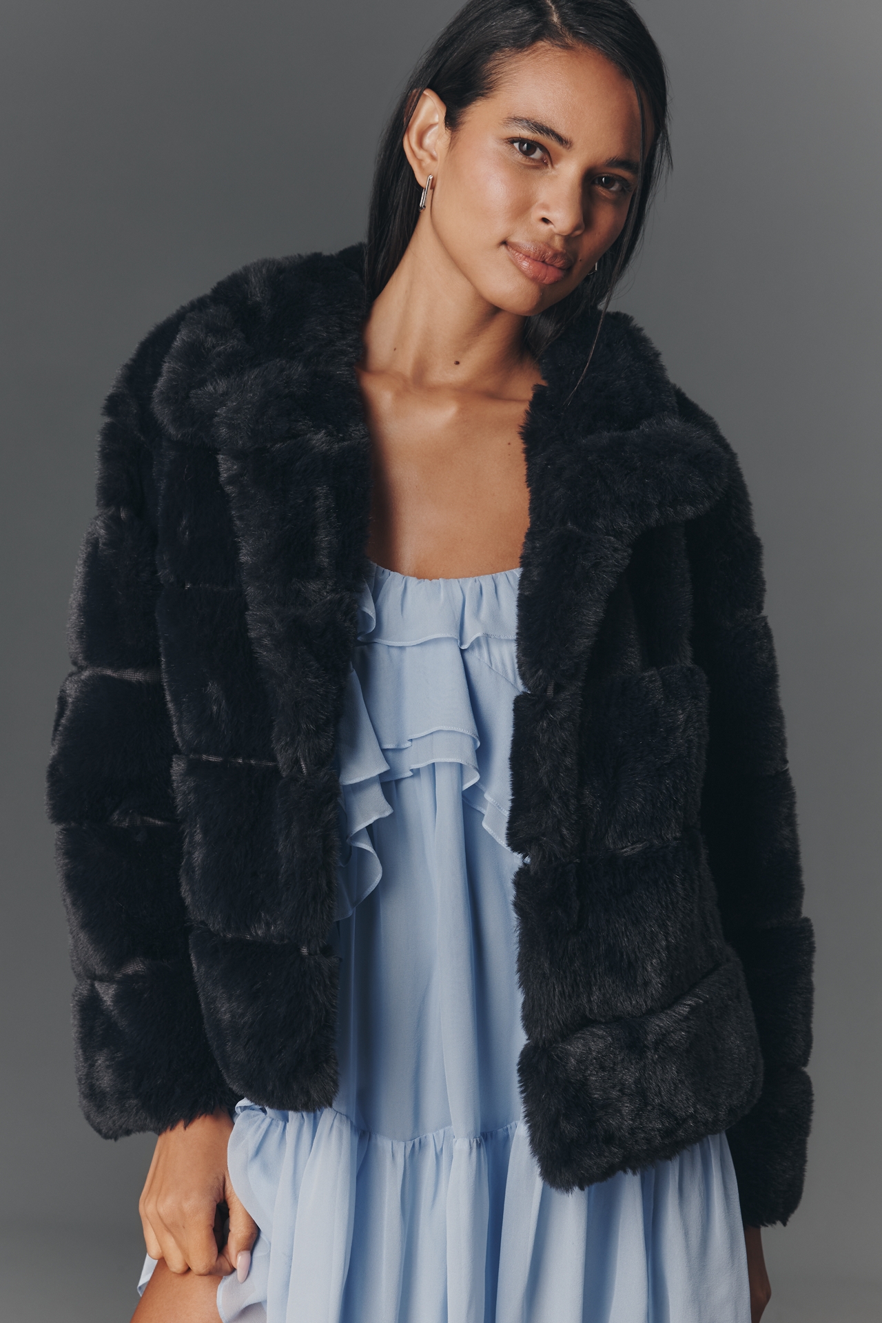 NVLT Eva Channeled Faux Fur Jacket