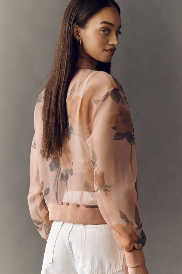 NVLT Floral Organza Bomber Jacket #1